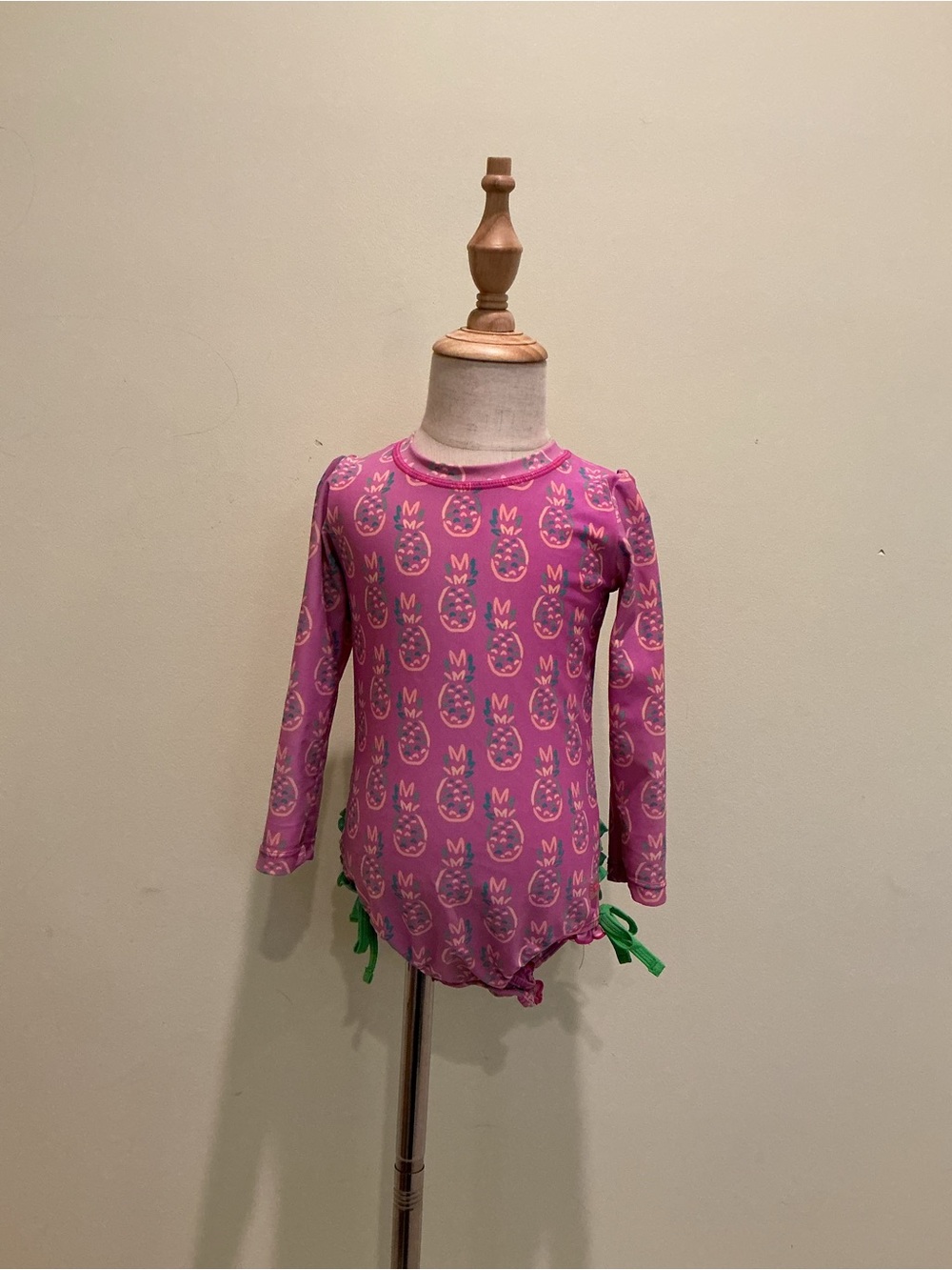 Ruffle Butts Pink Long-Sleeve Pineapple Rashguard